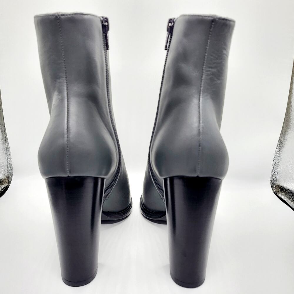 Vince Overton Graphite Gray Leather Block Heel Ankle Boots Women's Size 7 - Picture 6 of 13